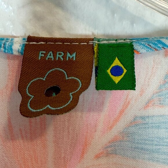 Farm Rio Maxi Dress Pink Orange Blue Hawaiian Wrap High Low Open Back Medium - Picture 10 of 13